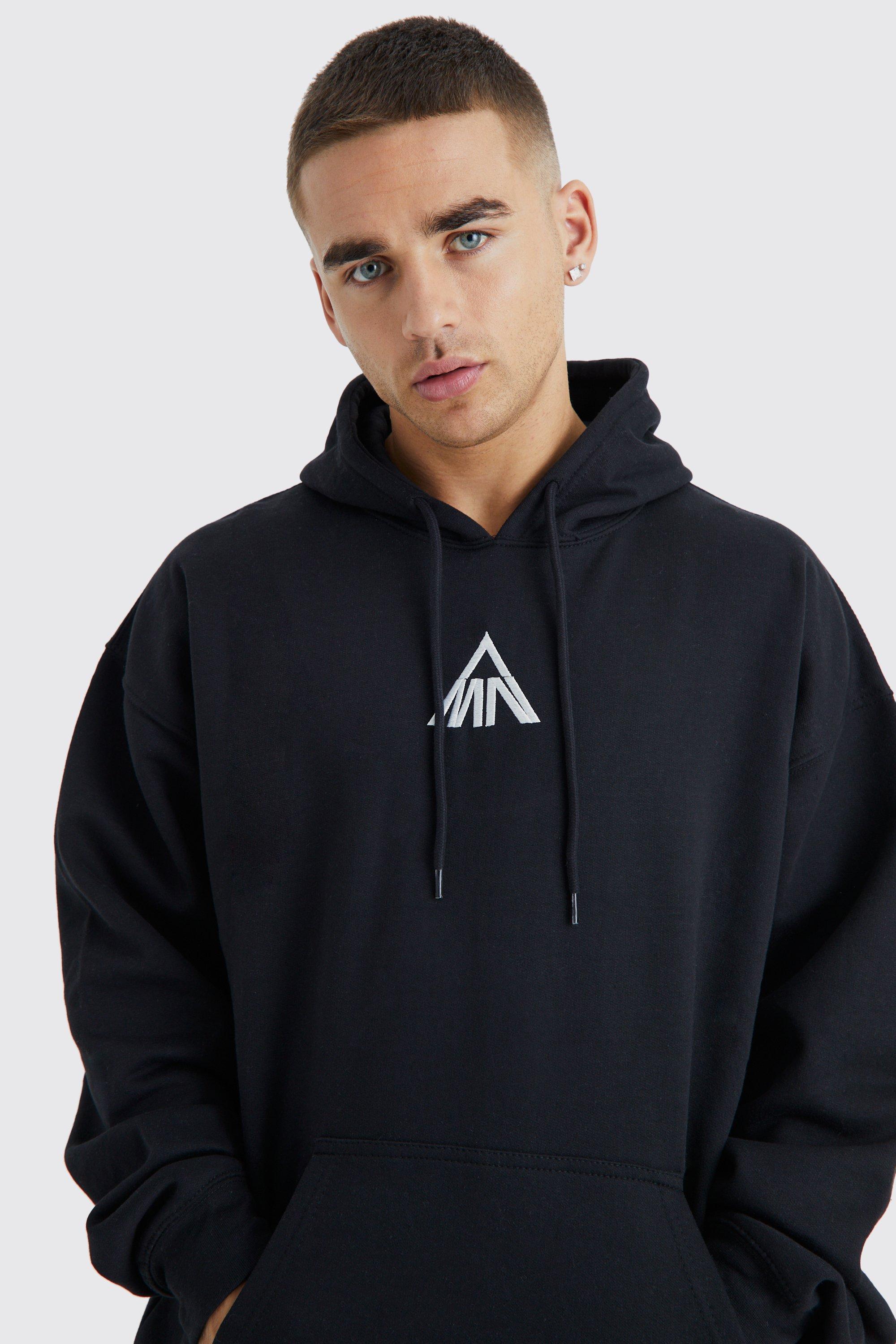 Man Oversized Embroidered Hoodie boohoo