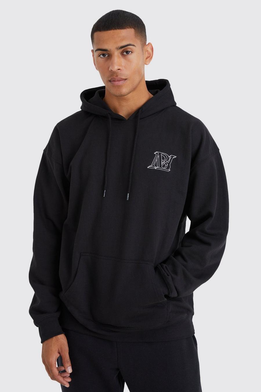 Black Oversized Bm Embroidered Hoodie 