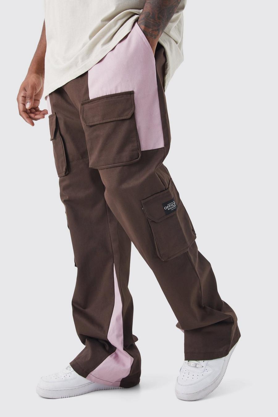Grande taille - Pantalon cargo color block, Chocolate image number 1
