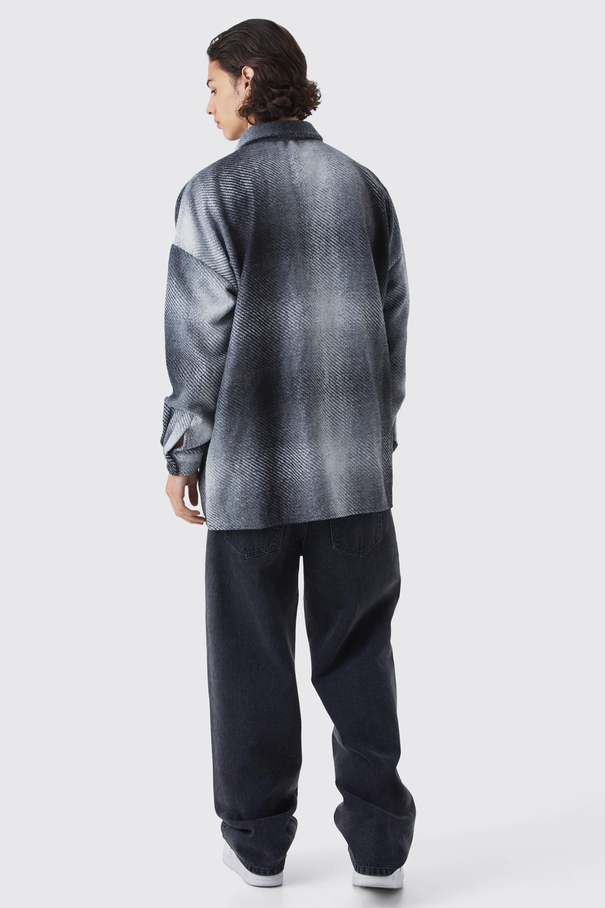 Oversized Button Up Ombre Check Overshirt