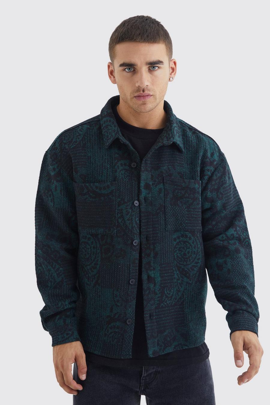 Black Skjortjacka med patchwork och knappar image number 1