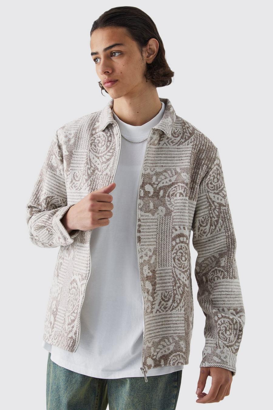 Stone Skjortjacka med patchwork och dragkedja image number 1
