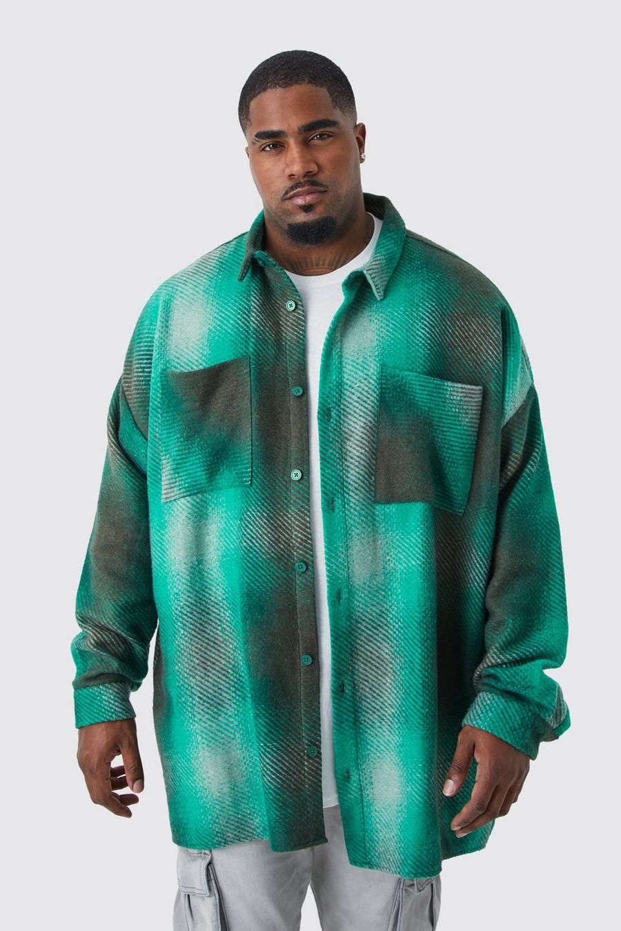 Green Oversized Geruit Ombre Overhemd Met Knopen