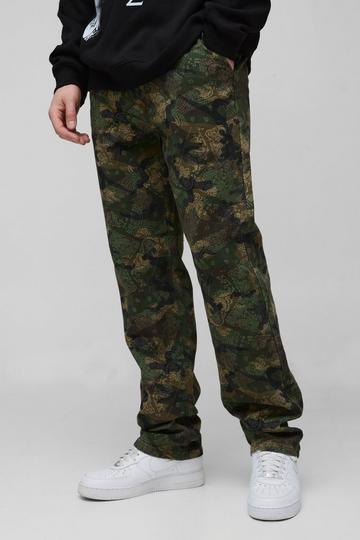 Tall Straight Camo Bandana Cargo Trouser dark green