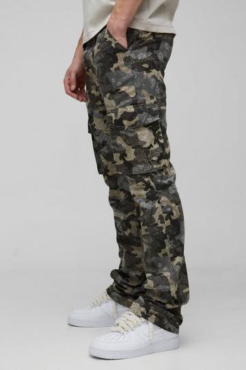 Tall Slim Flare Gusset Camo Bandana Cargo Trouser light grey