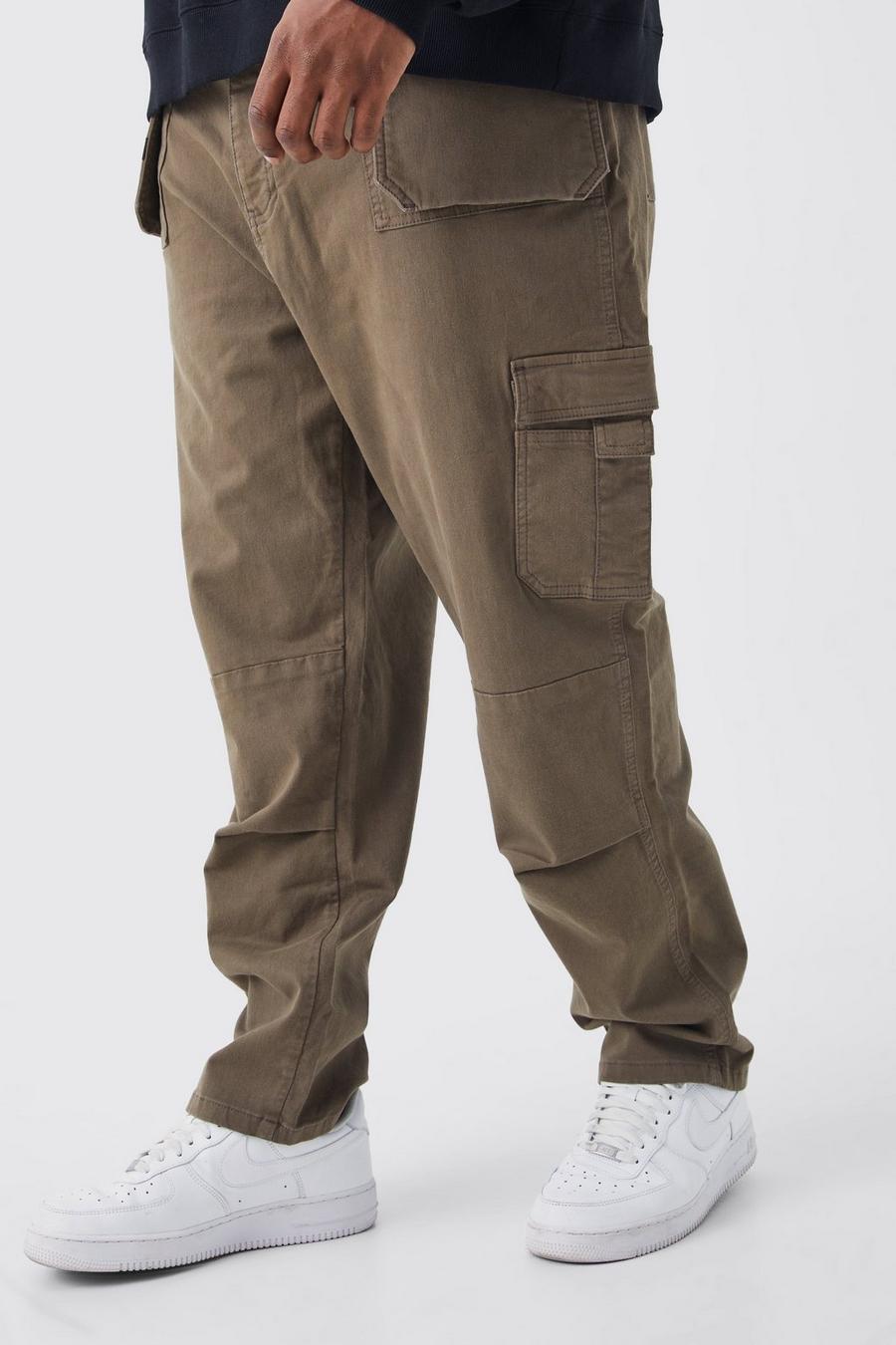 Men's Plus Slim Fit Strap Detail Cargo Trouser | Boohoo UK