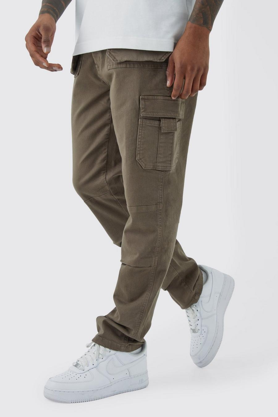 Olive Slim Fit Strap Detail Cargo Pants image number 1