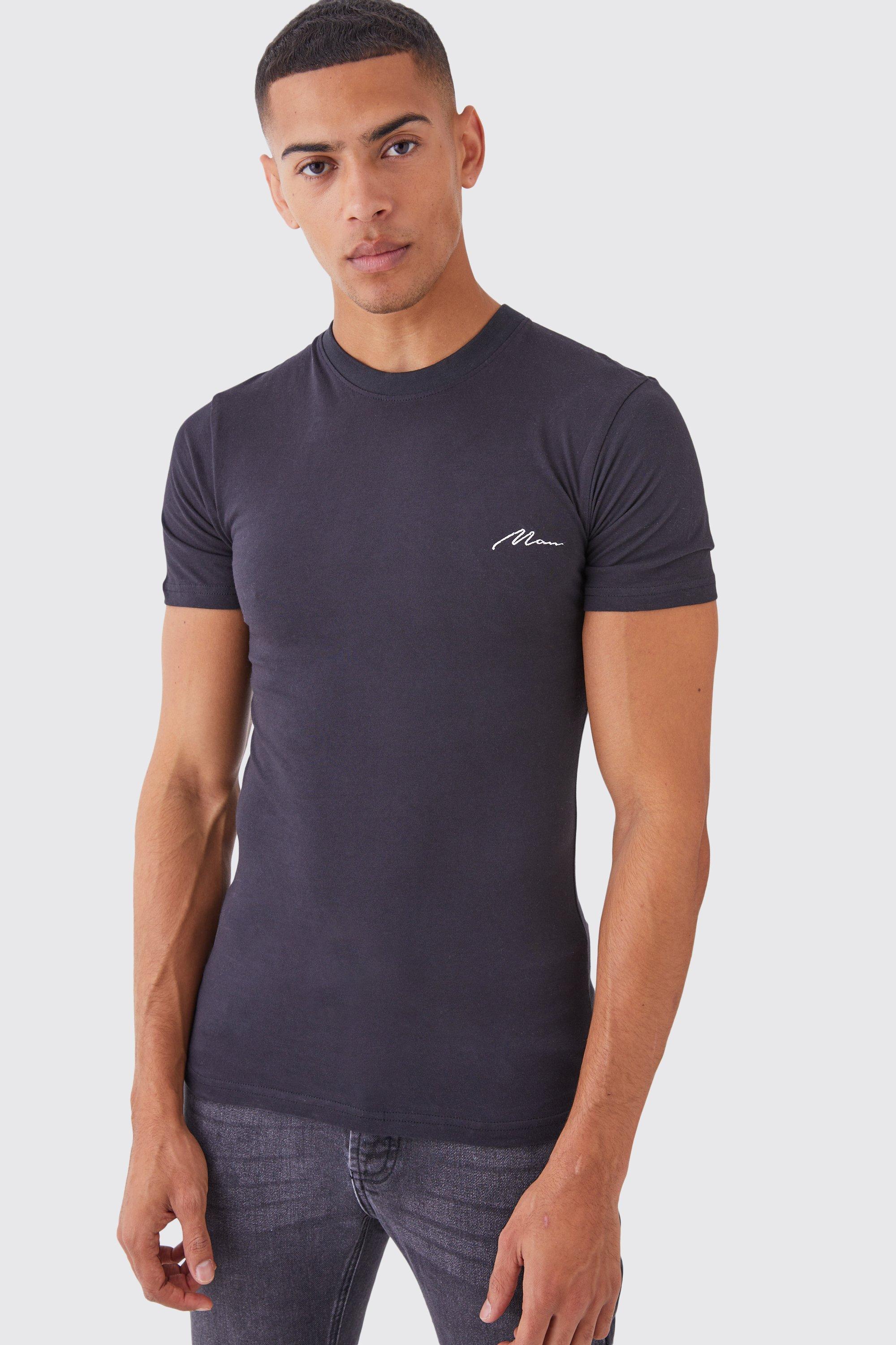 TOPMAN Curved Hem Longline T-shirt in Black for Men