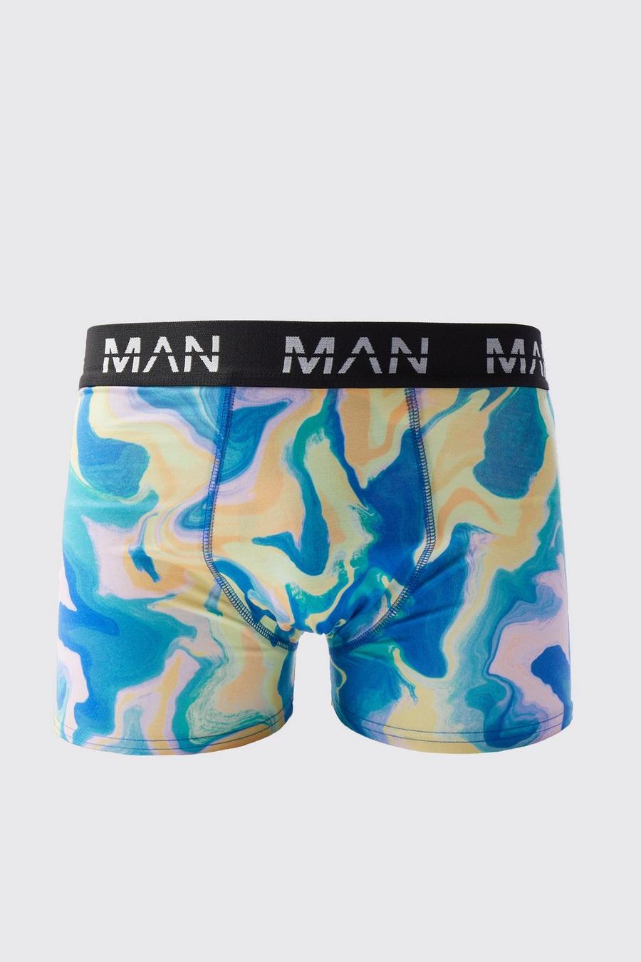 Multi Watercolour Marble Print Boxers image number 1