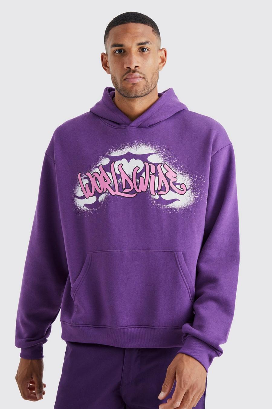 Tall - Sweat à capuche oversize - Official, Purple image number 1