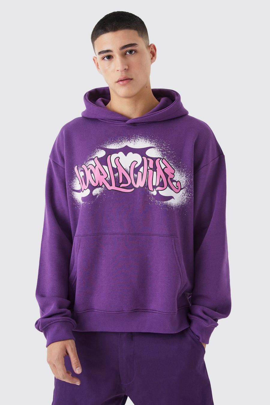 Purple Official Oversize hoodie i boxig modell image number 1