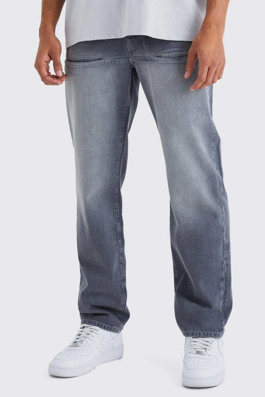 Grey grå Loose fit jeans med fickor