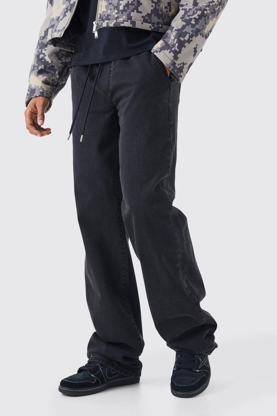 Lockere Jeans mit elastischem Bund, Washed black image number 1