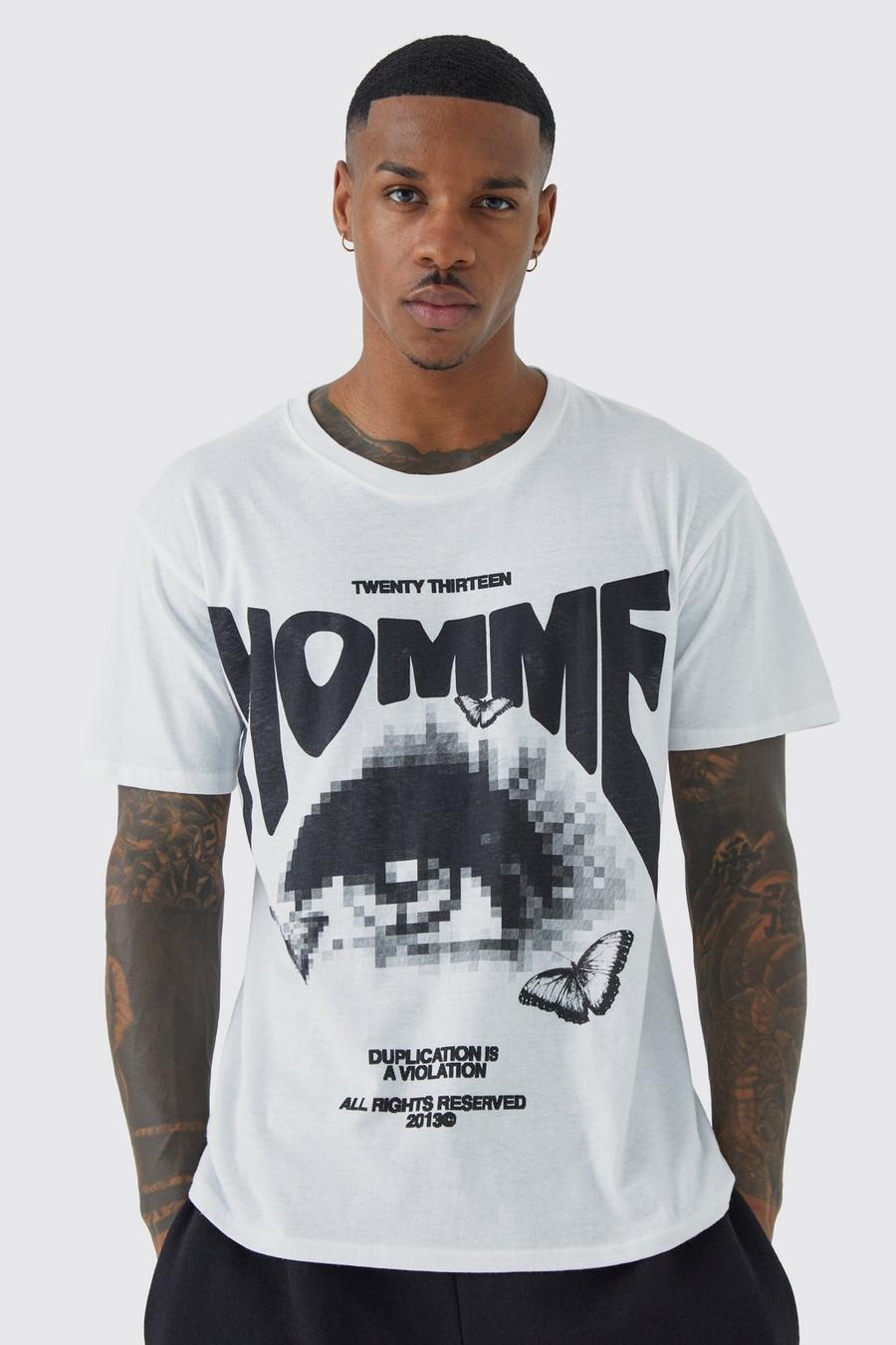 White blanc Pixilated Homme Eye Graphic T-shirt
