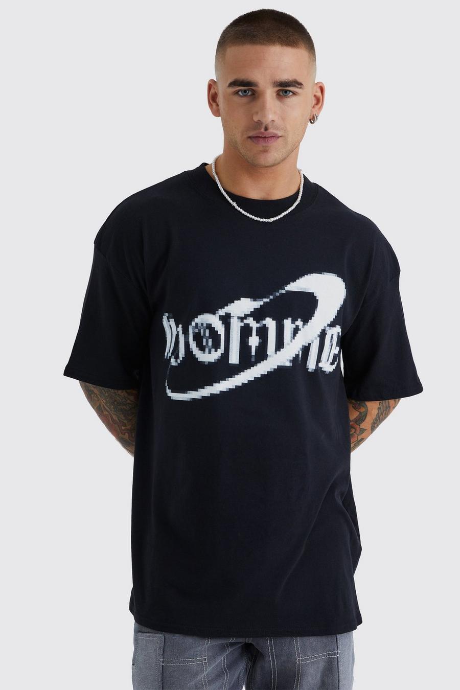 Black Oversized Pixilated Homme T-shirt