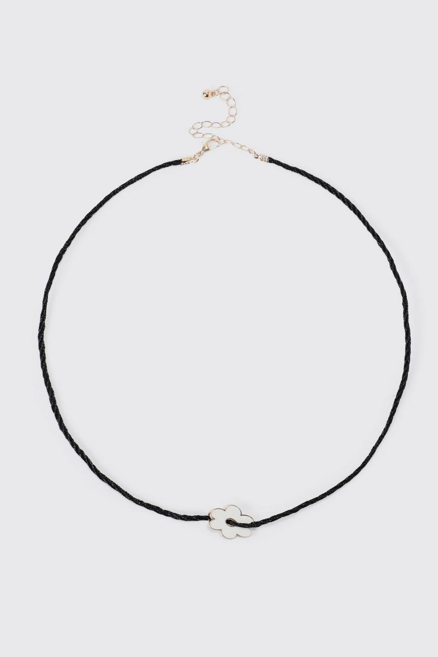 Black Flower Pendant Necklace image number 1