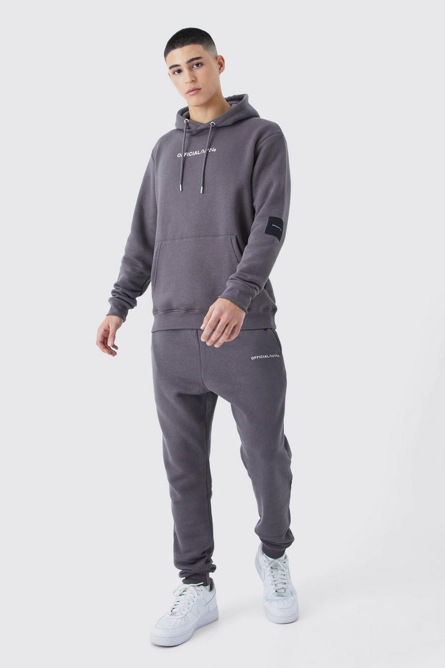 Dark grey Official Man Tape Hooded Tracksuit