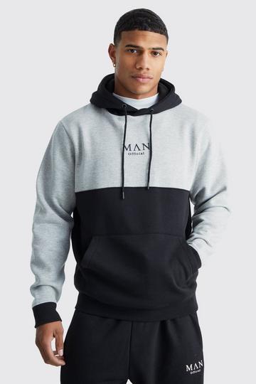 Black Man Roman Tape Color Block Hooded Tracksuit