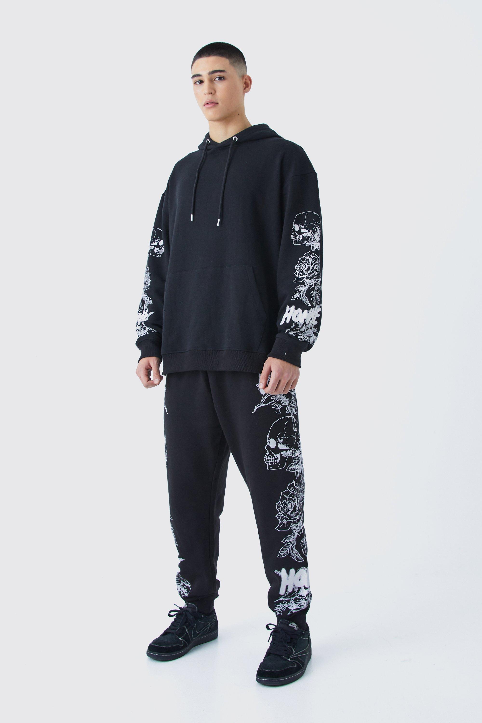 Oversized Worldwide Puff Print Hoodie Tracksuit | boohoo USA