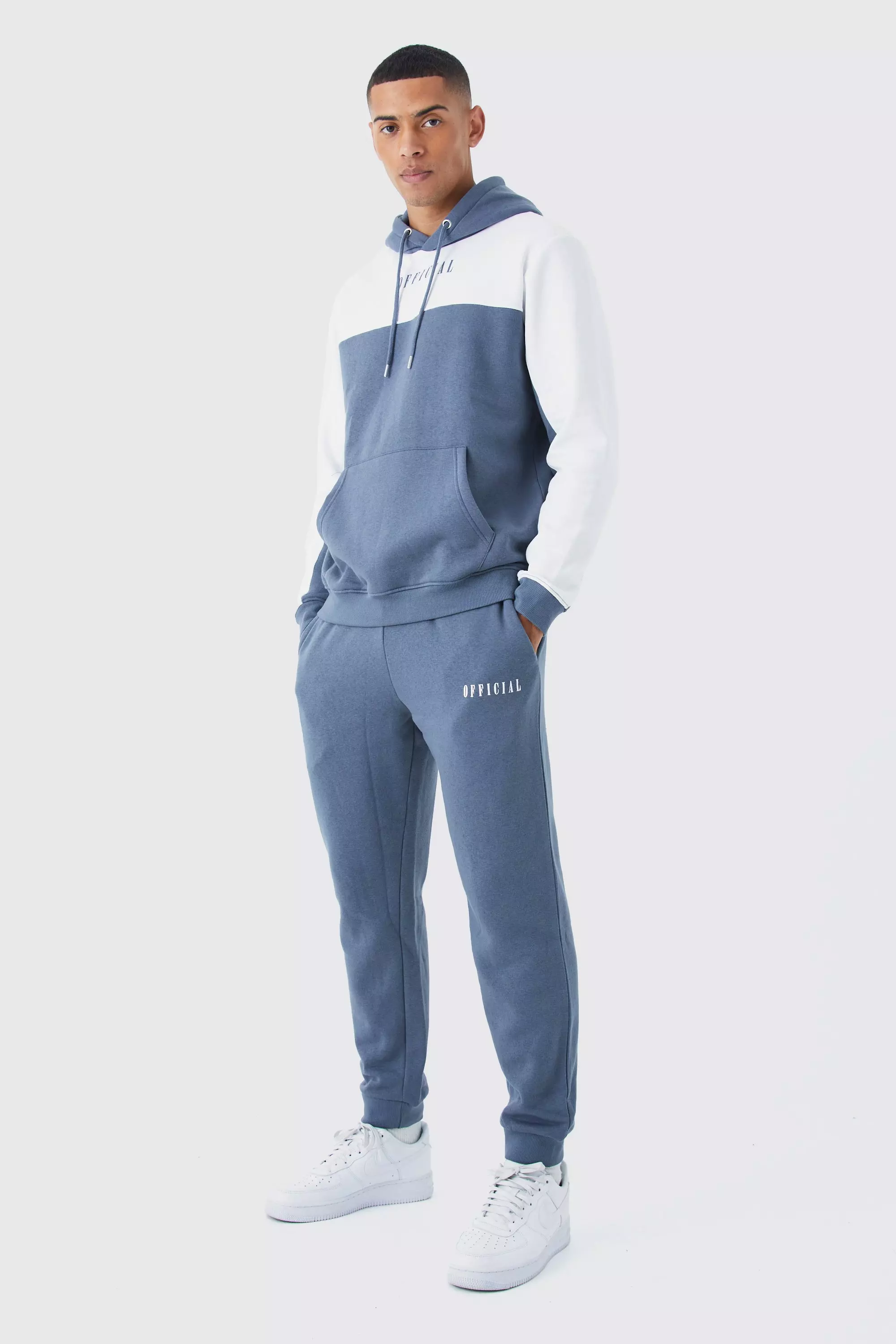 Slate blue Man Roman Colour Block Hooded Tracksuit alternative image