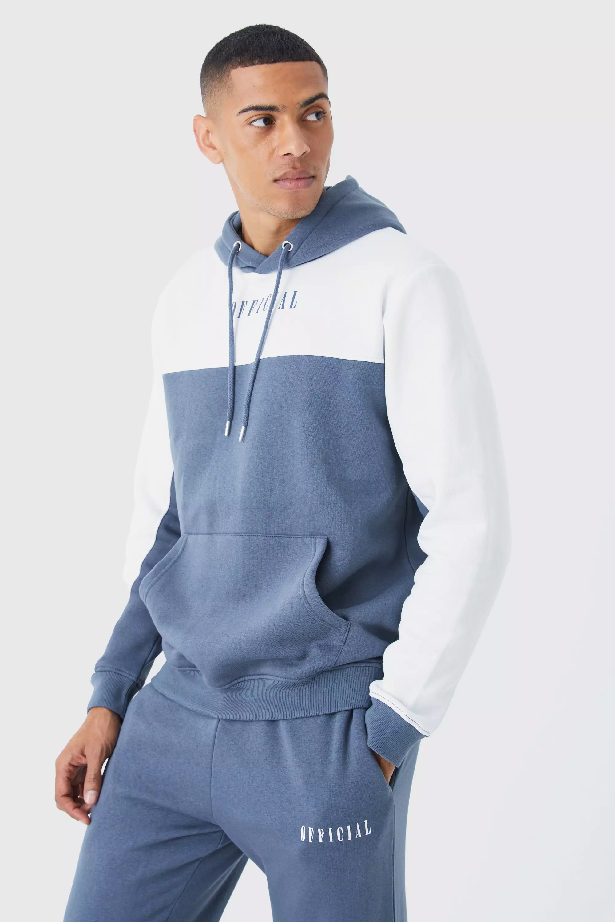 Slate blue Man Roman Colour Block Hooded Tracksuit alternative image