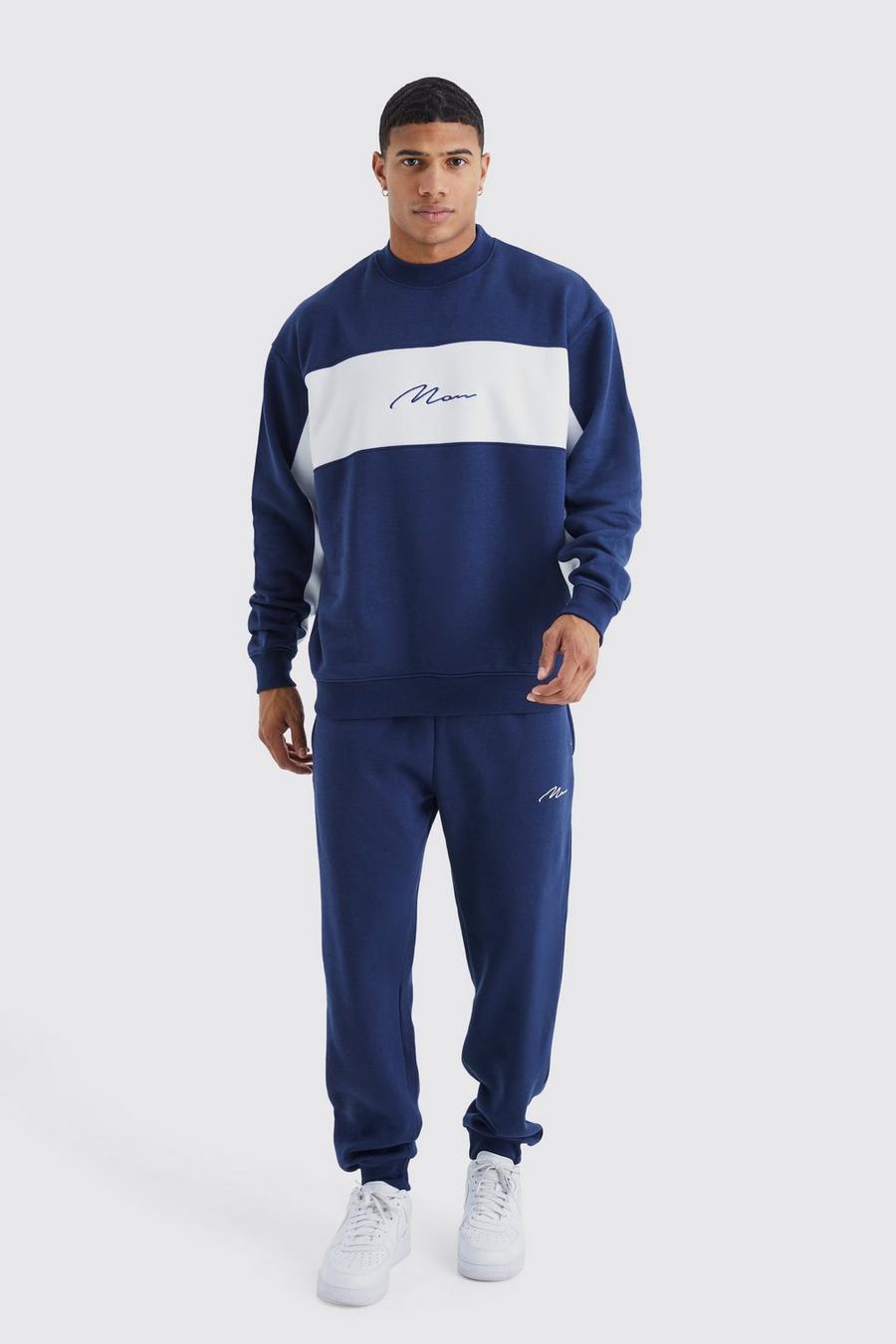Navy Color Block Tracksuit