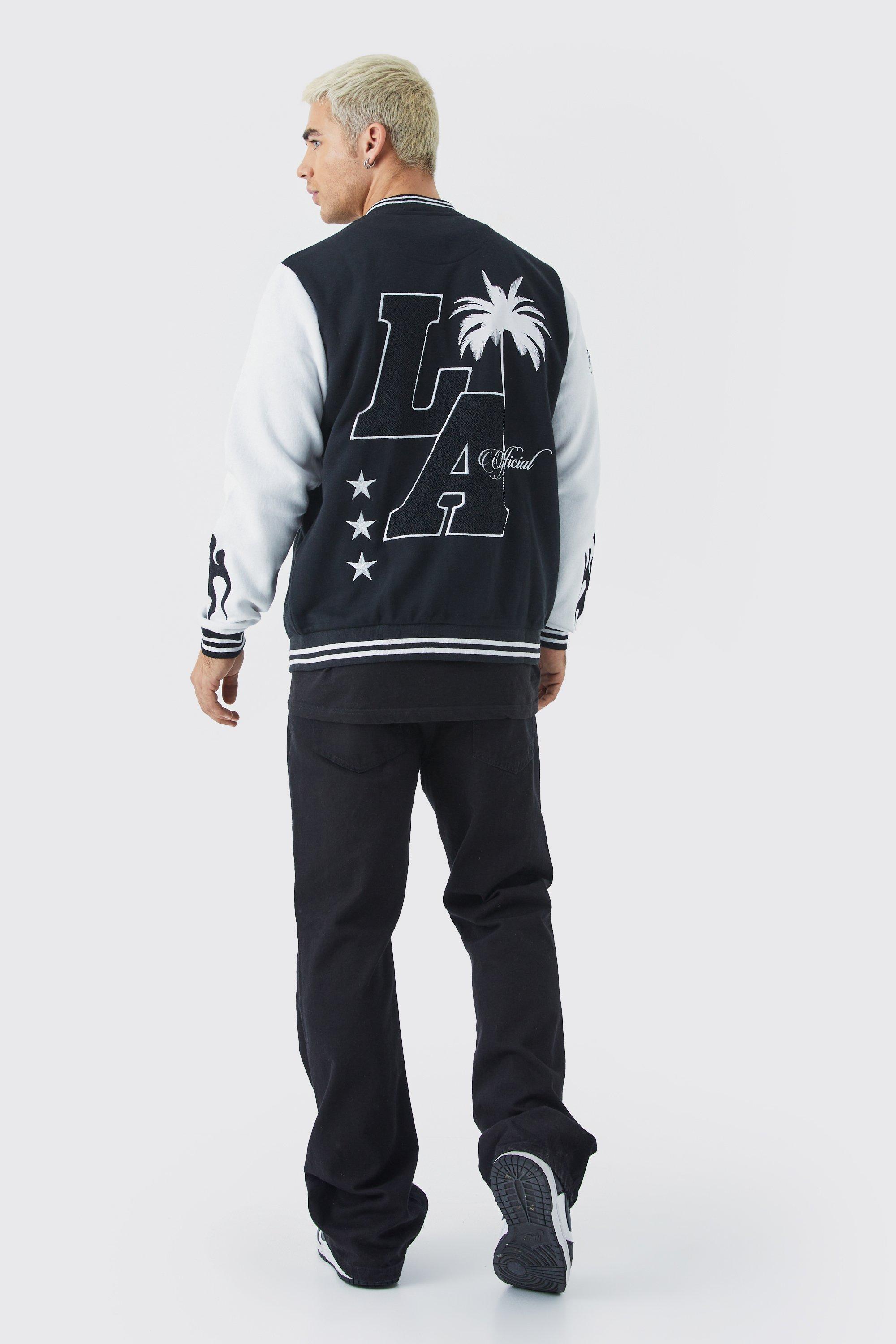 La Badge Jersey Varsity Bomber Jacket