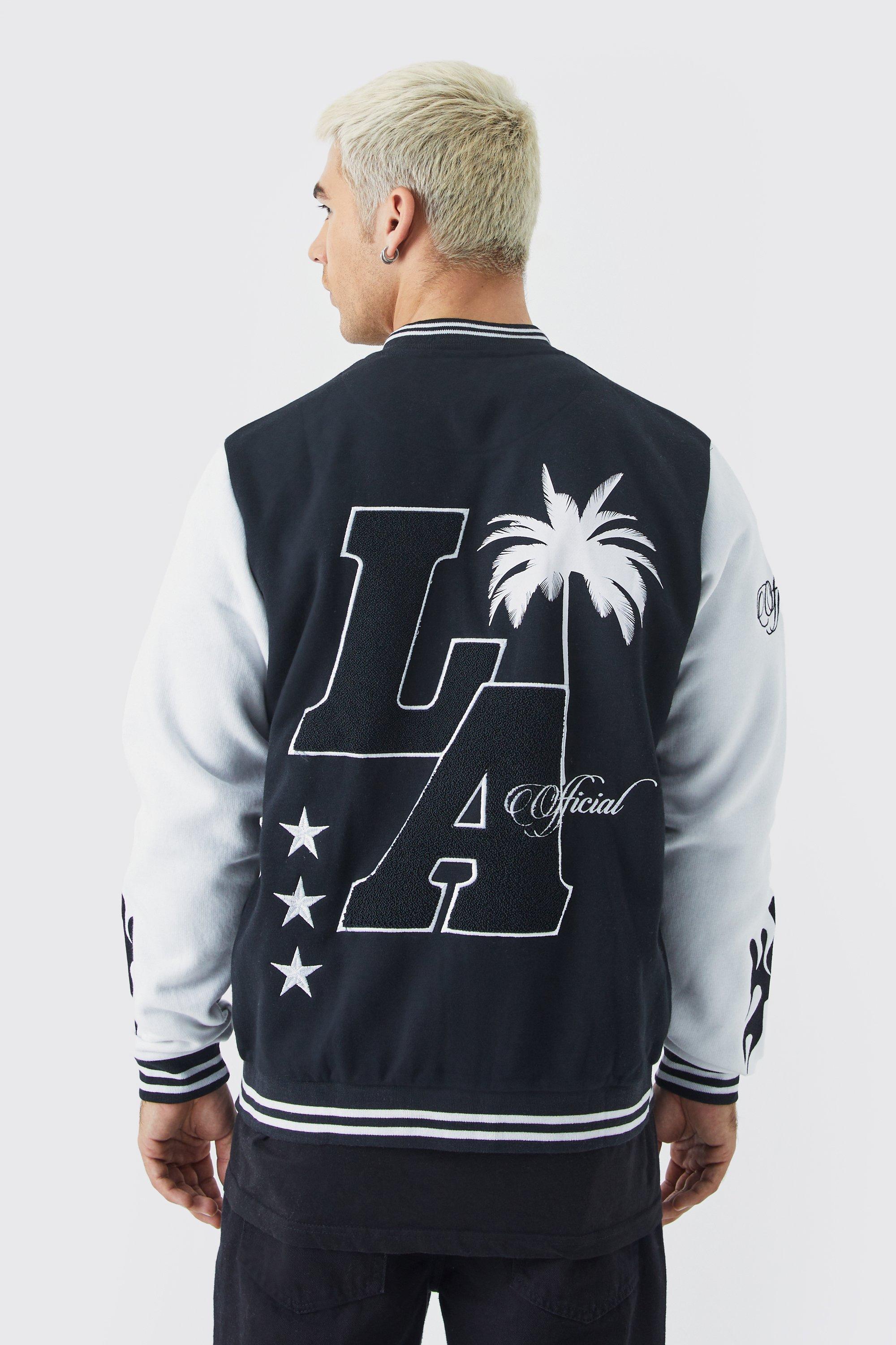 La Badge Jersey Varsity Bomber Jacket