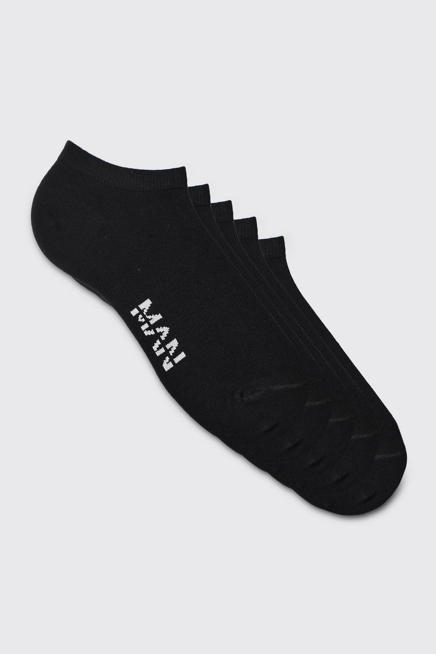 Black noir 5 Pack Man Sole Logo Trainer Socks