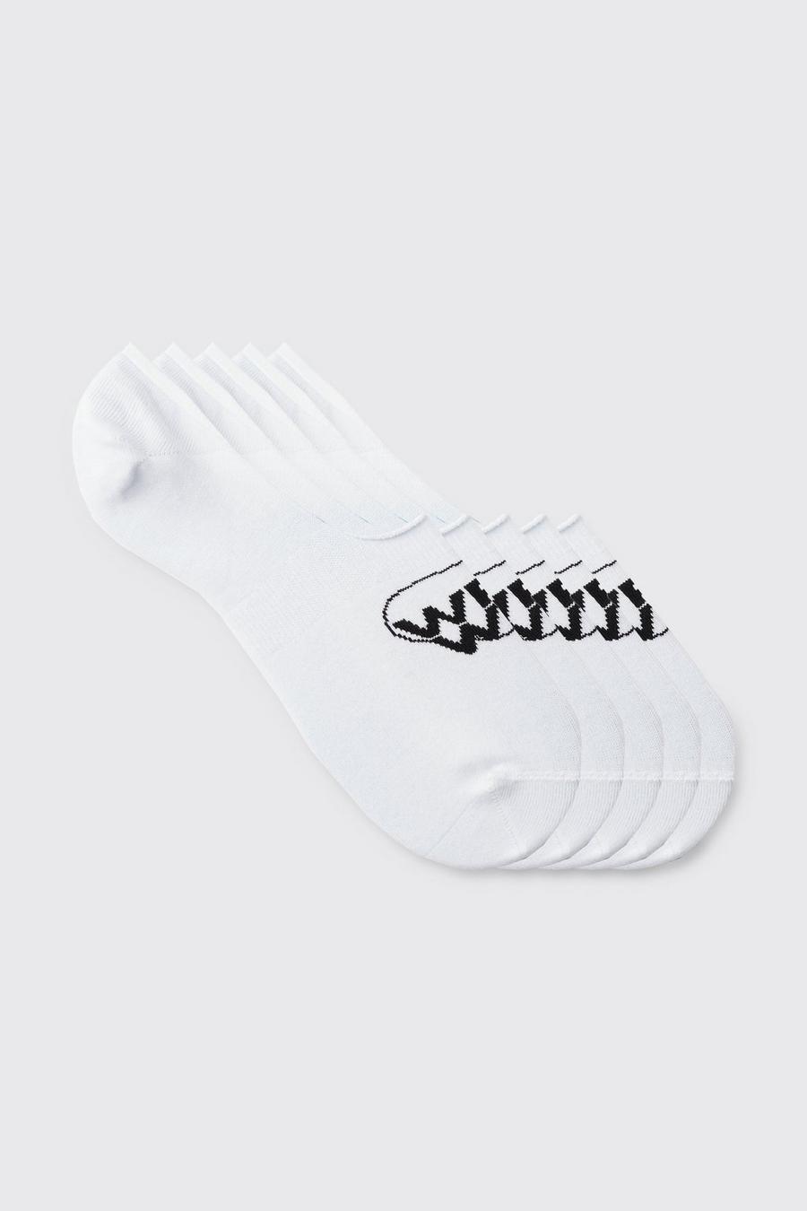 Pack de 5 pares de calcetines invisibles con logo Worldwide, White