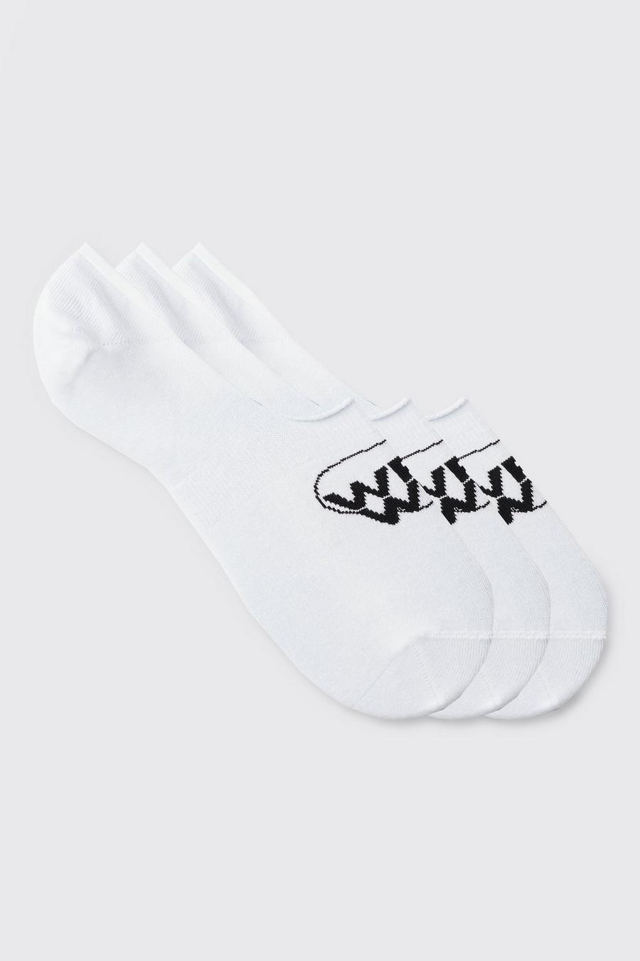 Pack de 3 pares de calcetines invisibles con logo Worldwide, White image number 1