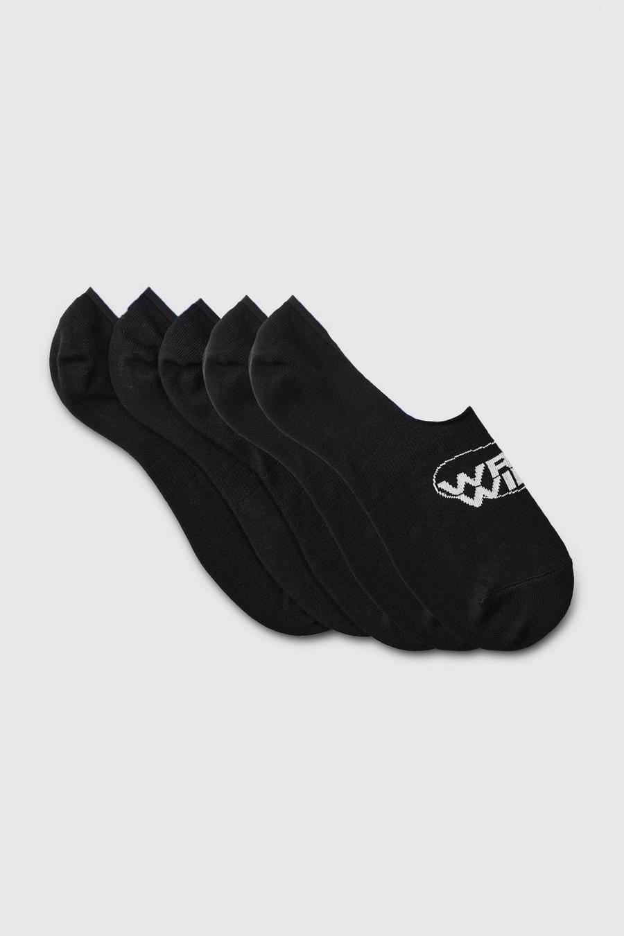 Black 3 Pack Worldwide Logo Invisible Socks