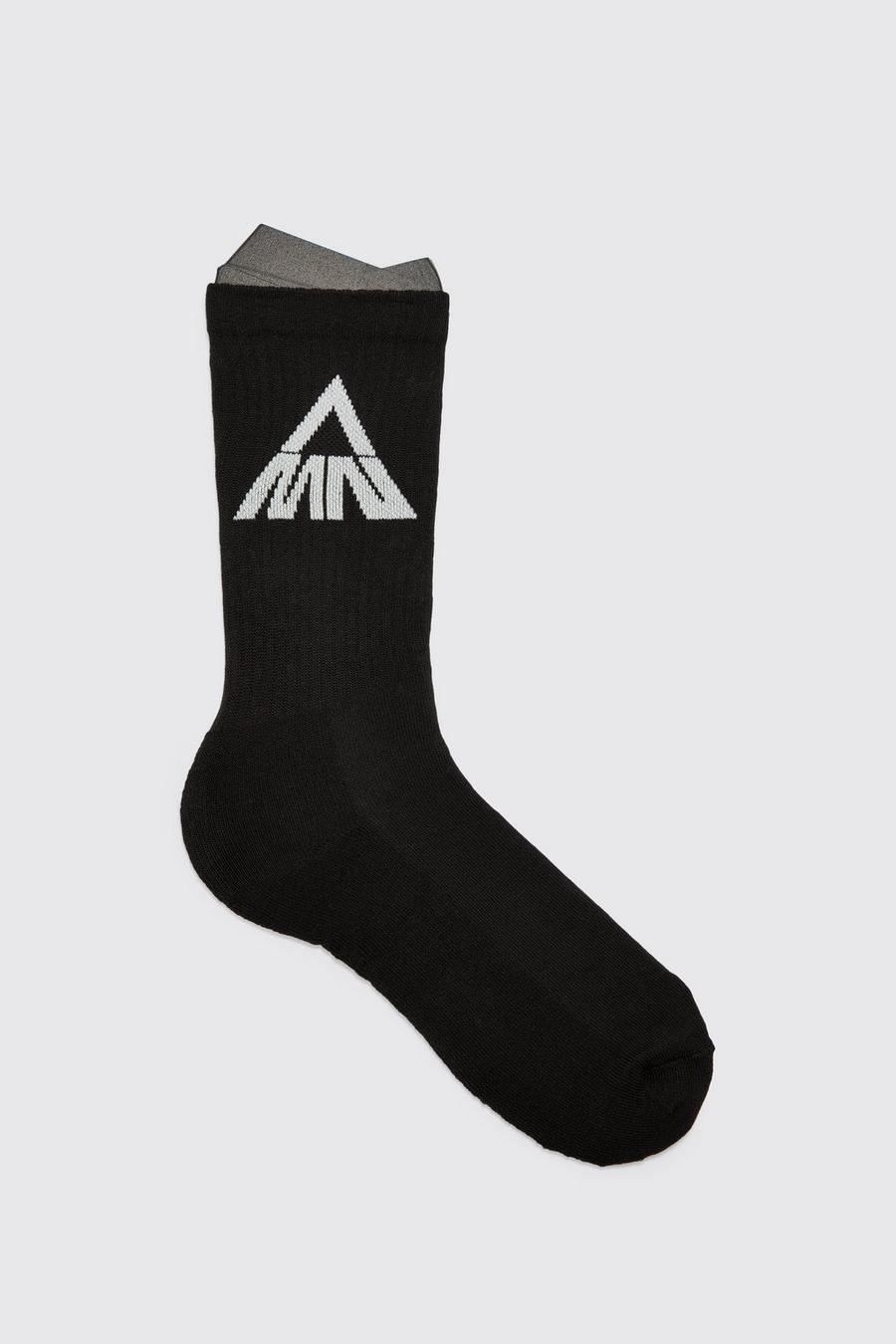 Black 3 Pack Man Triangle Logo Sports Socks