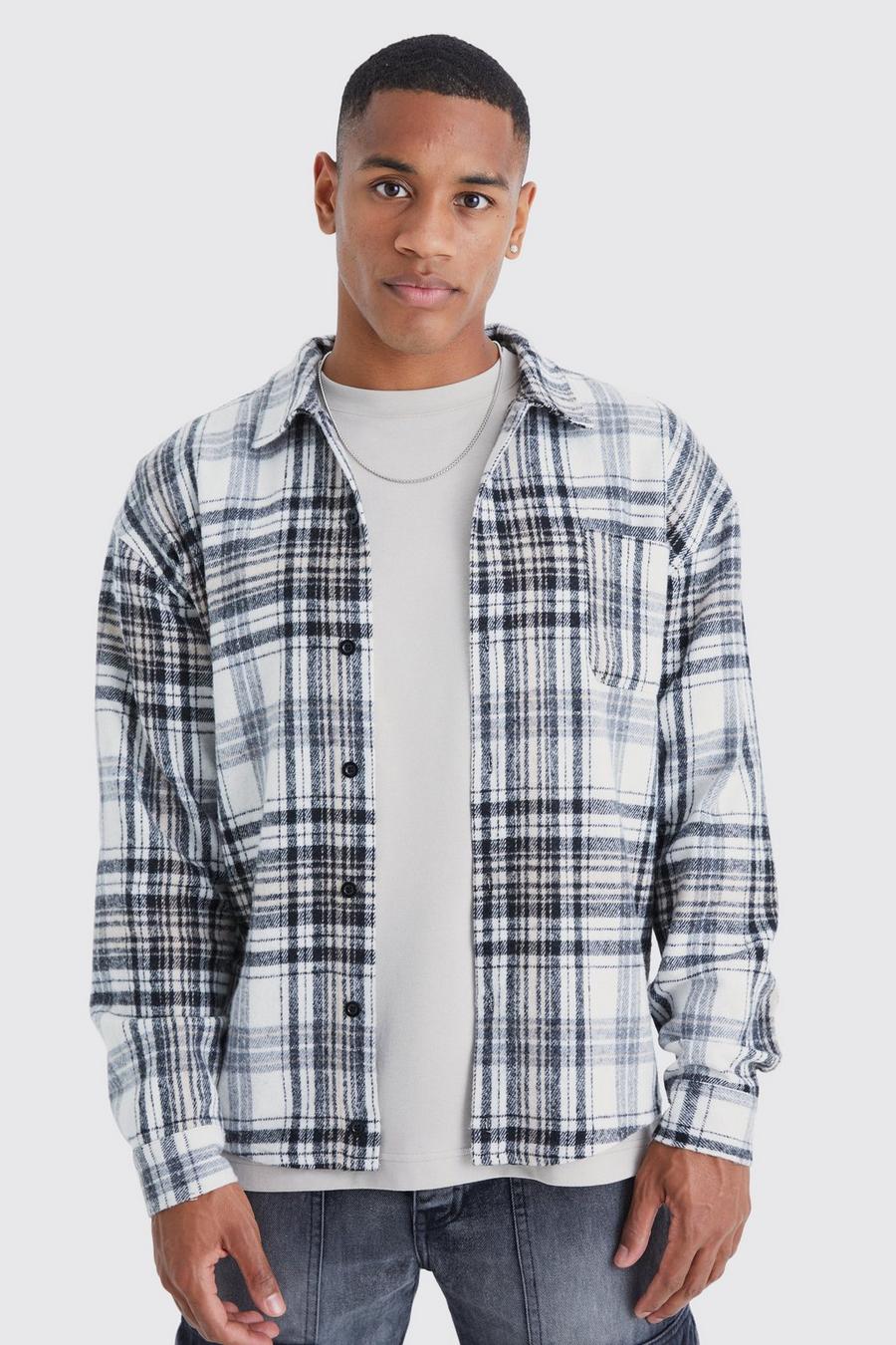 Black Boxy Flannel Check Shirt image number 1