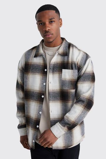 Boxy Flannel Shirt stone