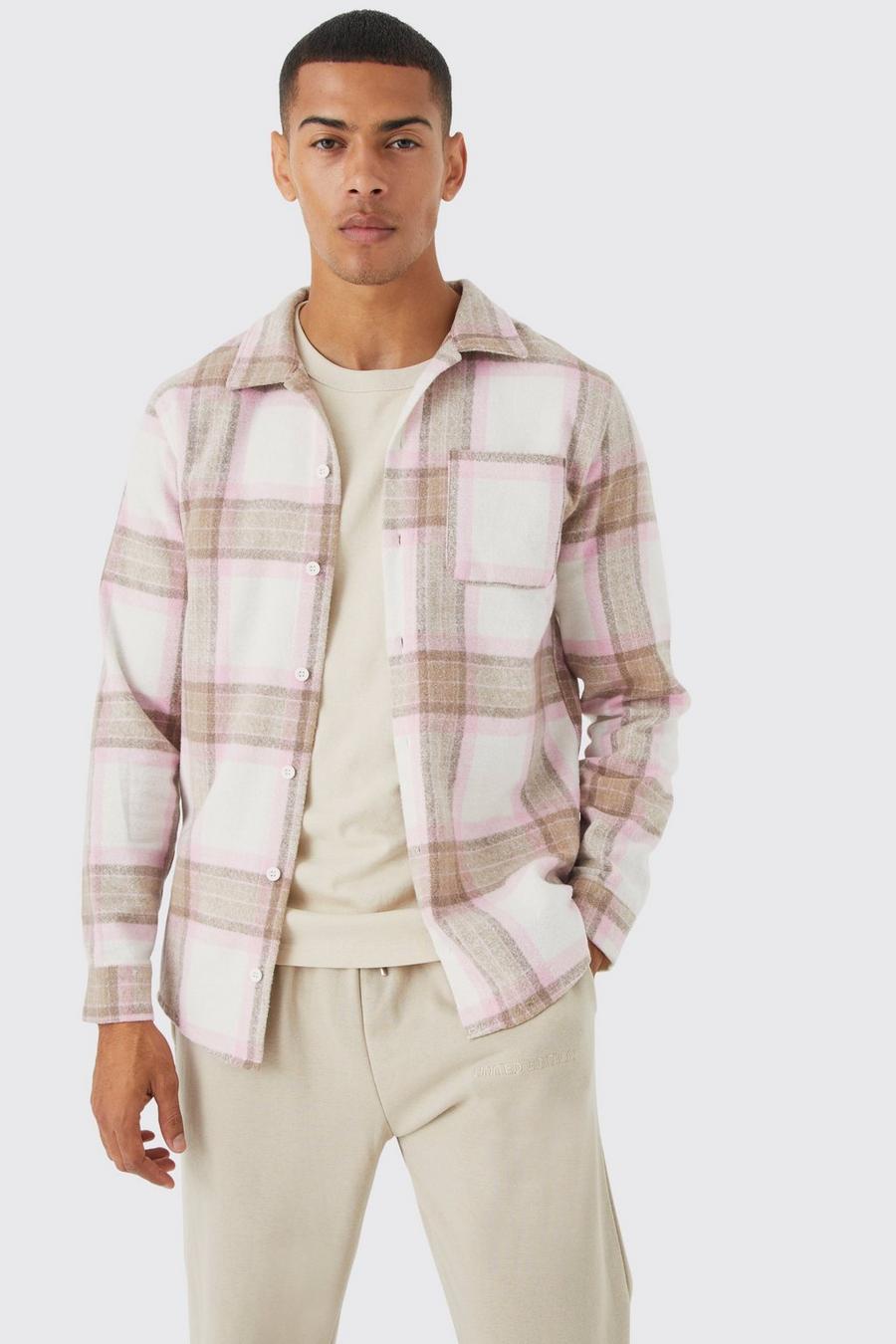 Camicia Regular Fit in flanella a quadri, Pink image number 1
