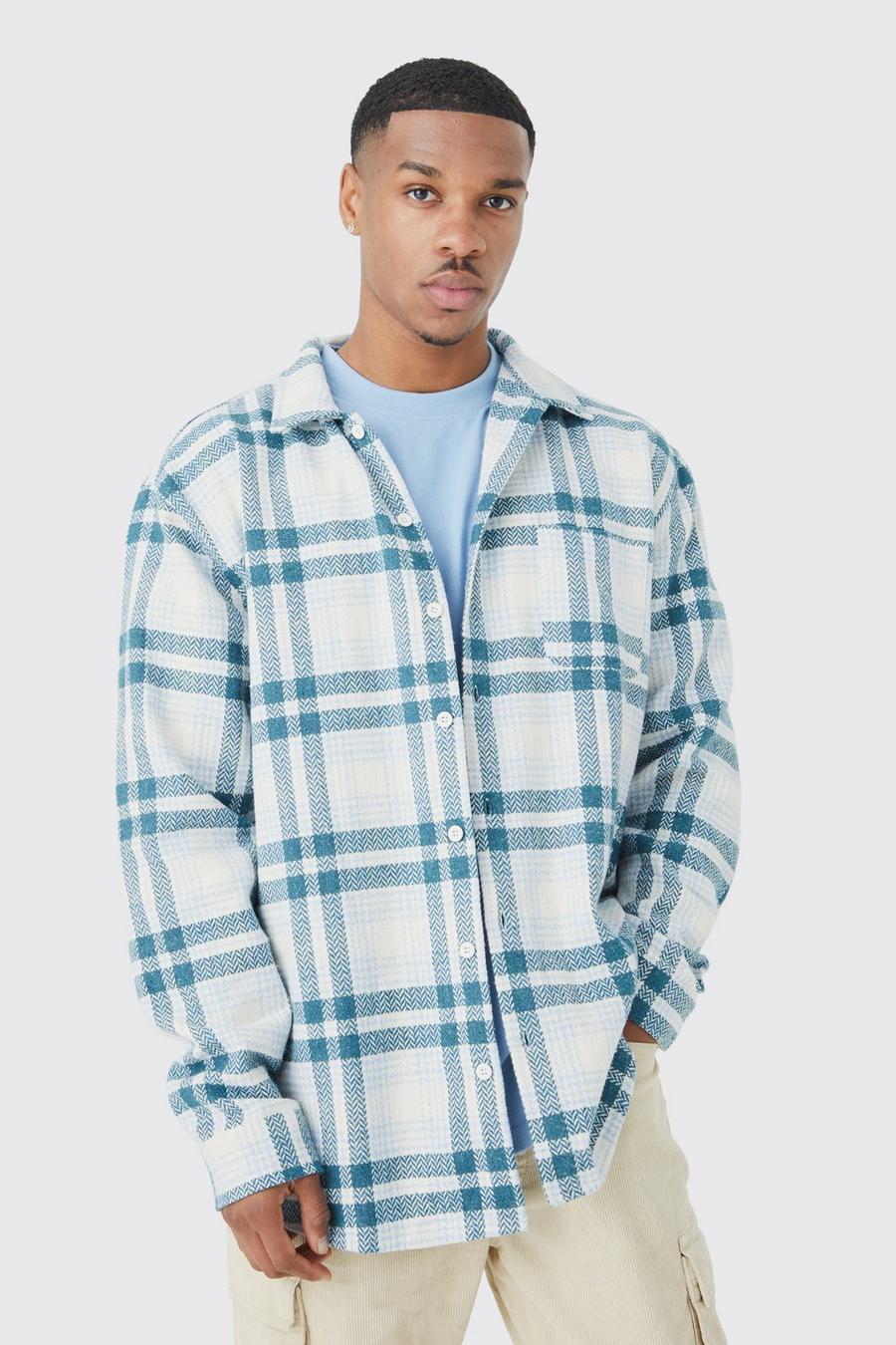 Blue Oversized Flannel Check Shirt image number 1