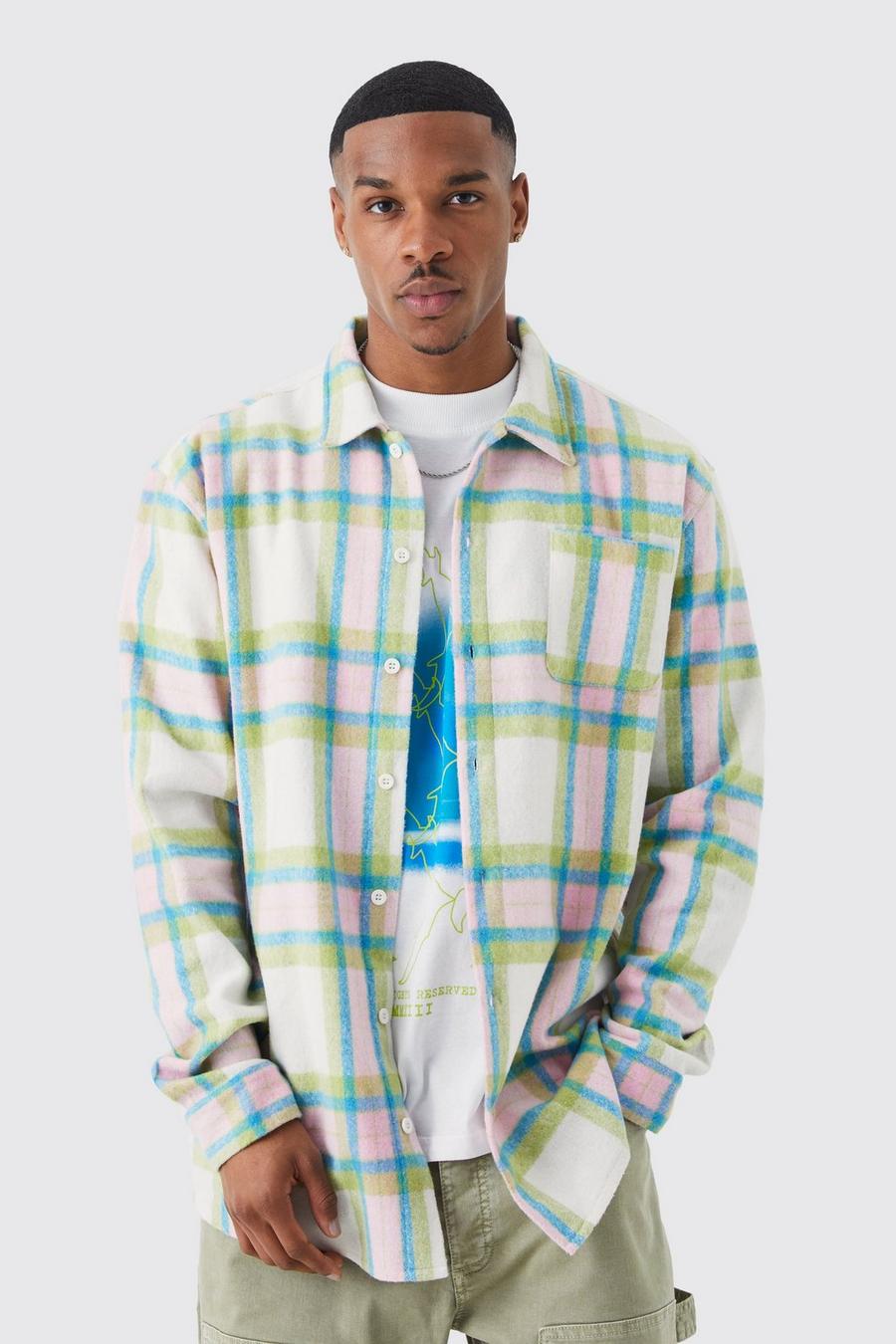 Green Oversized Flannel Check Shirt image number 1