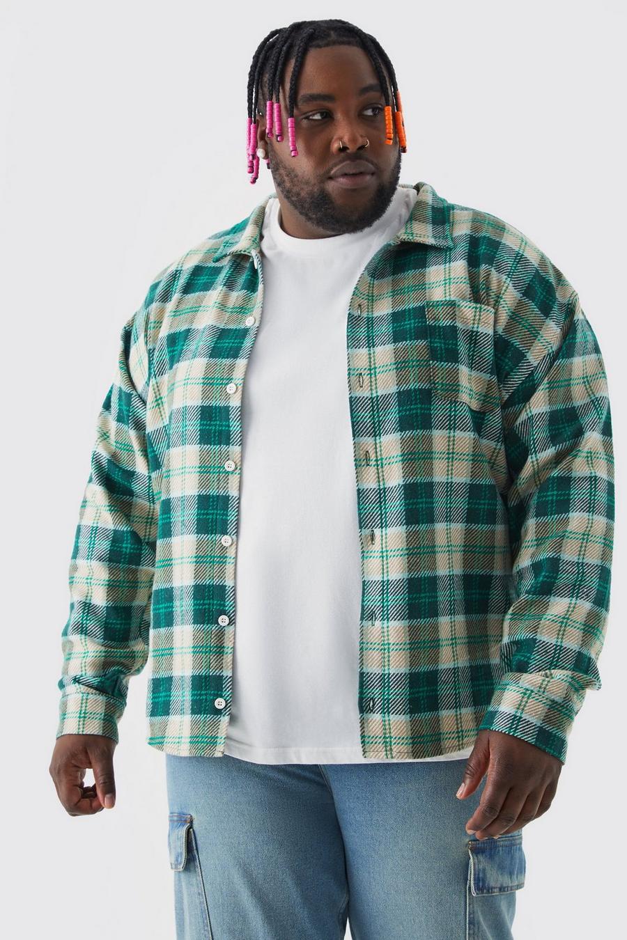 Green  Plus Boxy Flannel Check Shirt