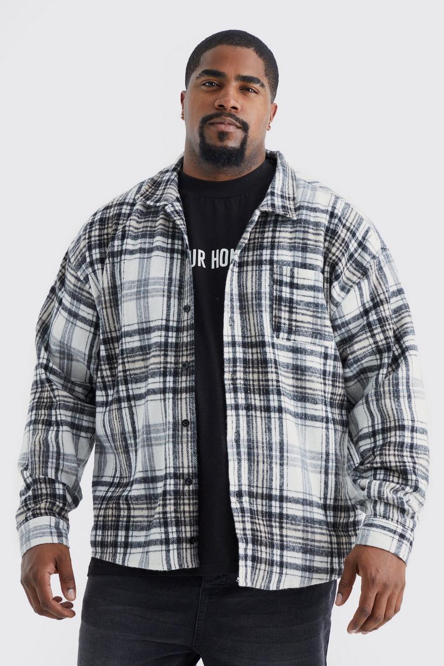 Black nero  Plus Boxy Flannel Check Shirt
