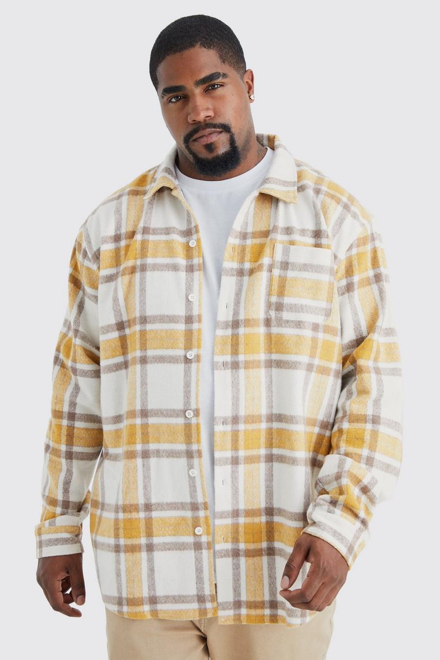 Mustard gul Plus Oversized Flannel Check Shirt