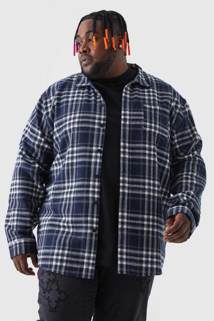 Black Plus Oversized Flannel Check Shirt