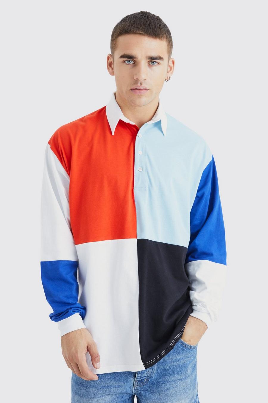 Multi Oversized Color Block Rugby Polo image number 1