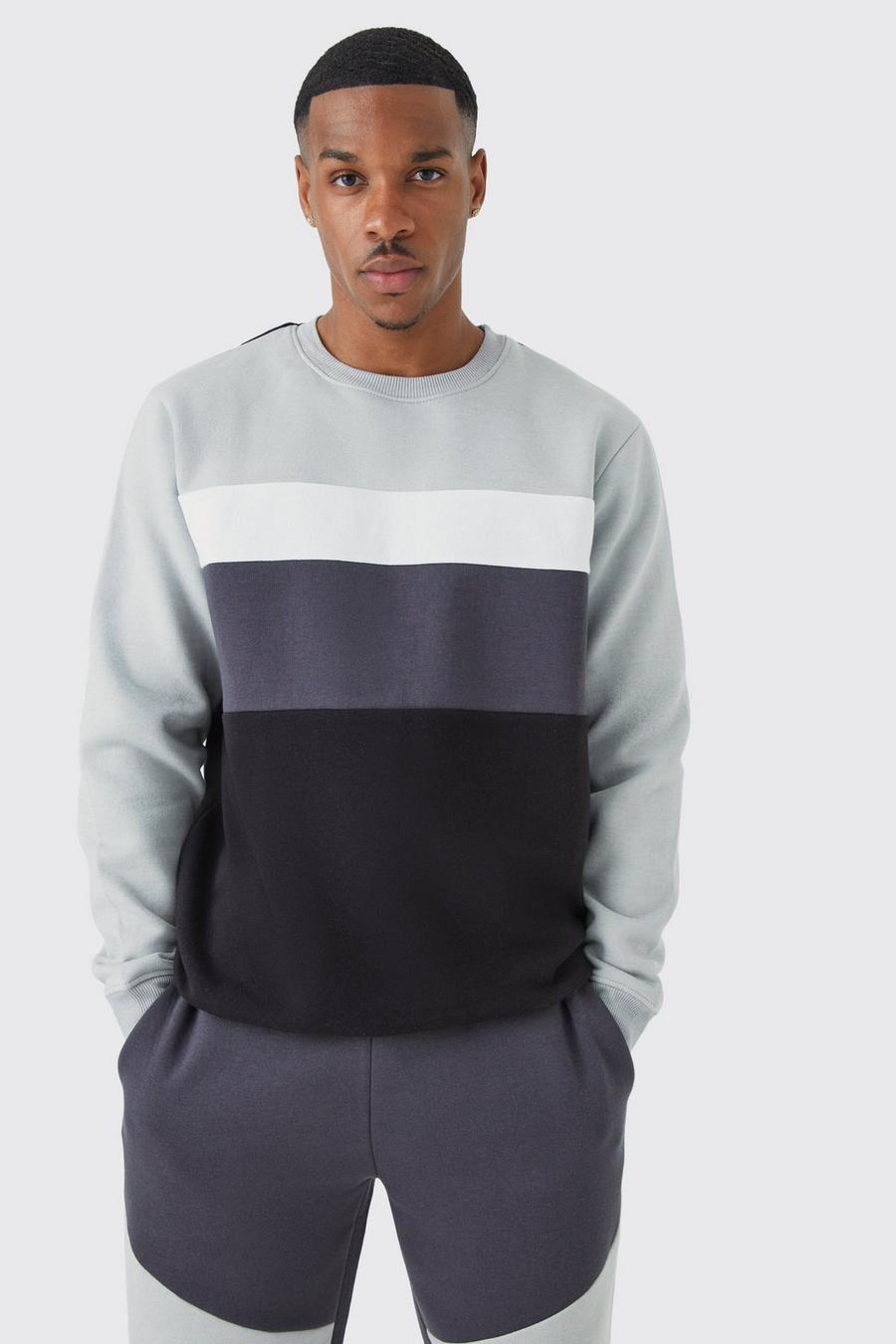Grey grau Core Colour Block Sweater