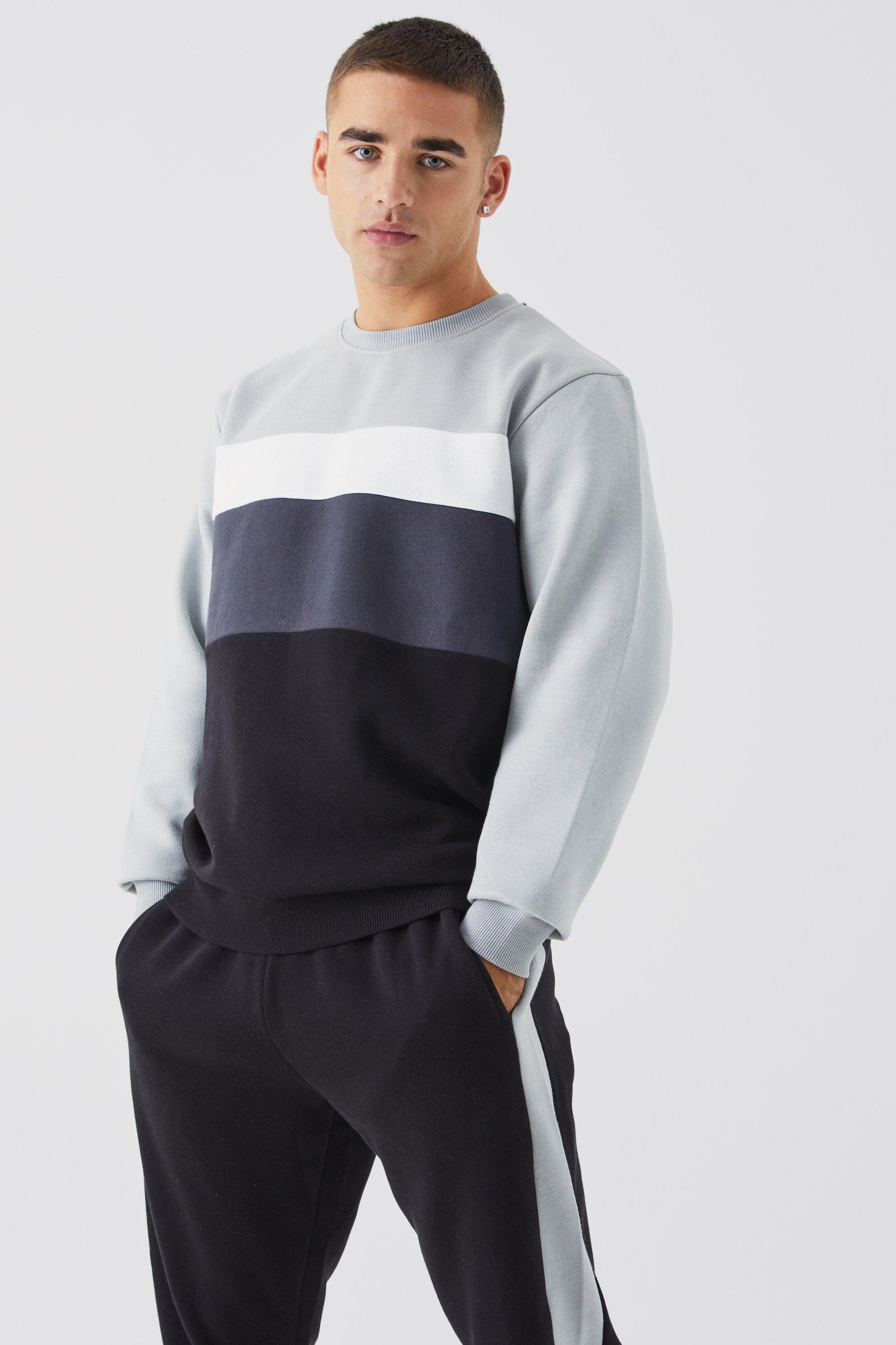 Core Color Block Sweater Tracksuit boohoo USA