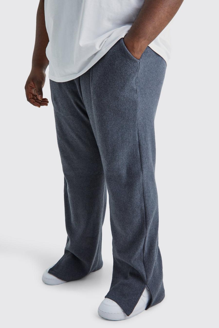 Pantalón deportivo Plus holgado con abertura en el bajo y otomana cardada, Charcoal image number 1