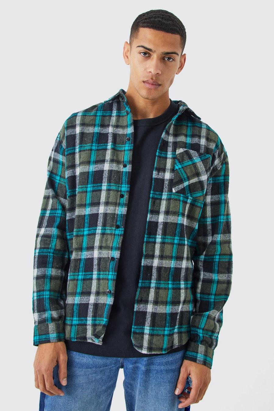 Khaki Heavy Weight Flannel Shirt Jacket image number 1