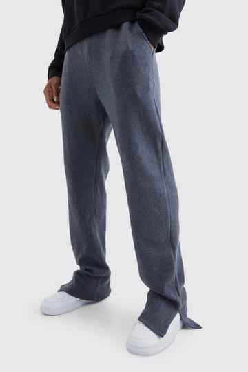 Brushed Rib Ottoman Relaxed Split Hem Jogger charcoal