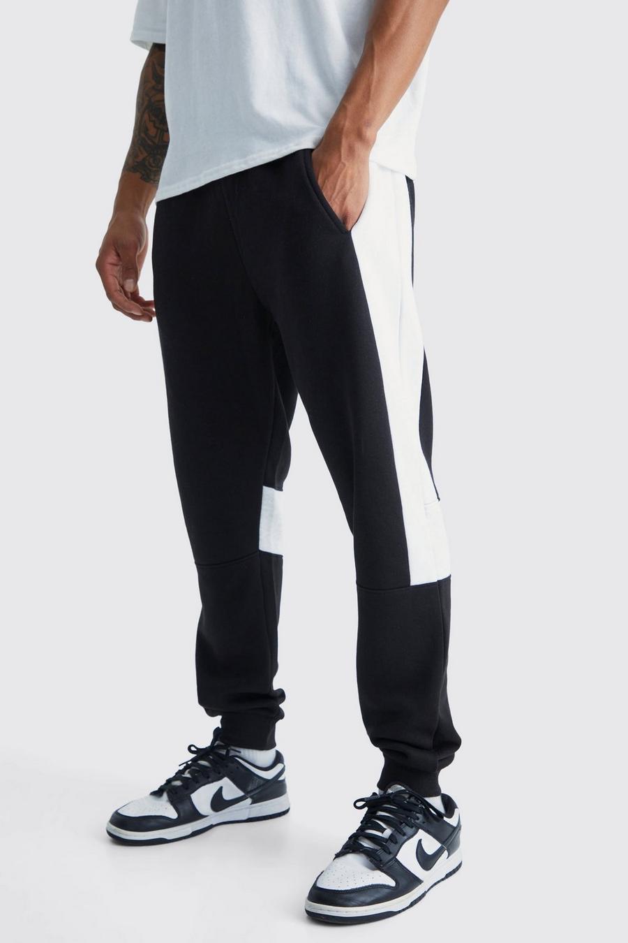 Pantalón deportivo ajustado con colores en bloque, Black image number 1