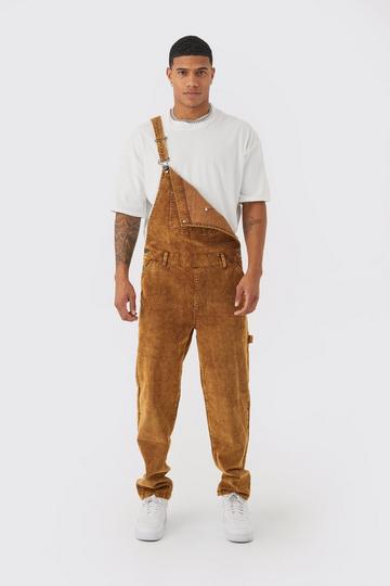 Relaxed Acid Wash Cord Dungaree chocolate
